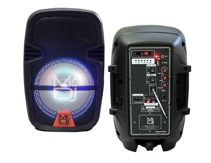 Mr. Dj PX8BAT 8 500 Watt max power speaker with built-in Bluetooth &  rechargeable battery LCD/Mp3/U