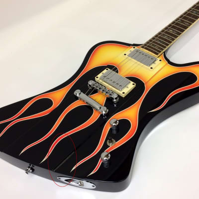 GMP FB Thunderbird Style Guitar w/ Flames and Case! image 2