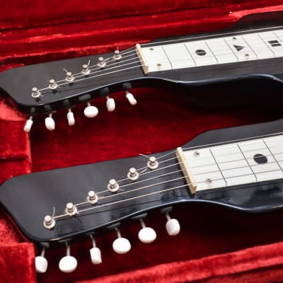 Vintage Gretsch Double Neck Console Steel Guitar 6148-L “Jet Twin” 50s Black 1953-1957 - Black image 4