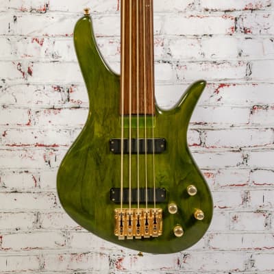Samick - Fretless 5 String Bass w/Open Headstock, Trans Green - w/HSC - x3817 - USED for sale