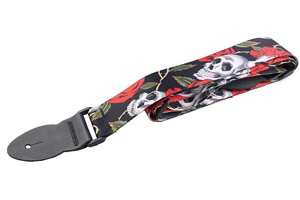Skull and roses guitar strap 2025