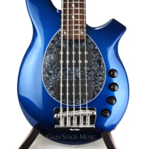Music Man Bongo 5 HH Bass Guitar Blue Pearl Matching Headstock image 2
