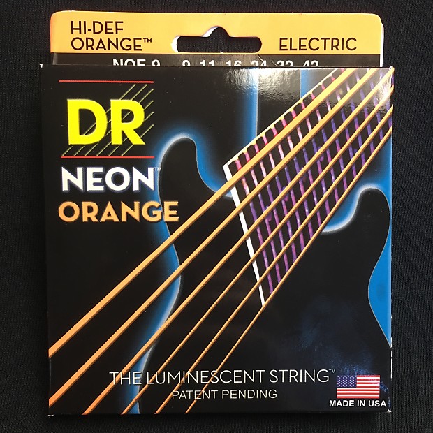 DR Neon Phosphorescent Orange HiDef Light Electric Guitar Strings image 1
