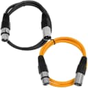 2 Pack of XLR Patch Cables 2 Foot Extension Cords Jumper - Black and Orange