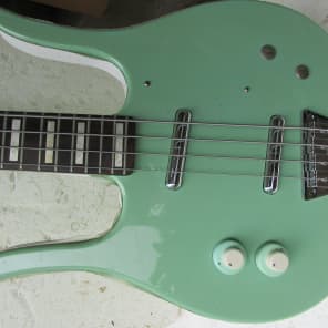 Left Hand Danelectro  Longhorn Bass Guitar, 1990's Surf Green, Converted From Right Hand image 4