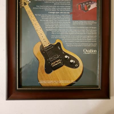 1978 Ovation Guitars Color Promotional Ad Framed Ovation Viper Electric Guitar Original for sale