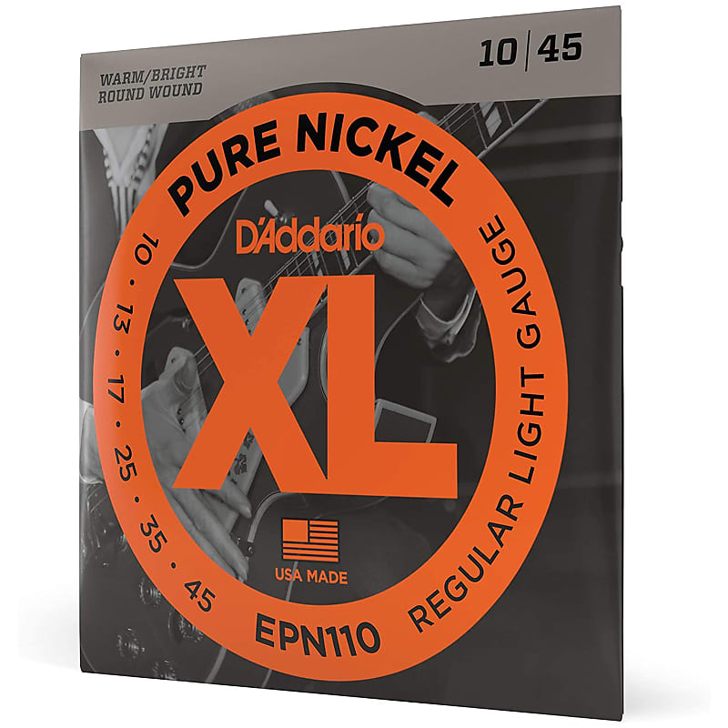 D'Addario EPN Pure Nickel Electric Strings-Regular Light image 1