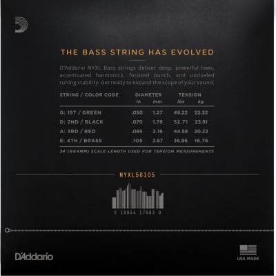 D'Addario NYXL 50-105 Long Scale Bass Strings image 2