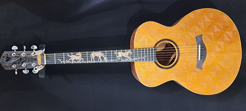 Blueberry NEW IN STOCK - Left Handed Acoustic Guitar Grand Concert Size Horses image 1