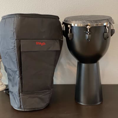 Remo Apex Djembe Drum with Carrying Bag Case - Black Skyndeep Black image 4