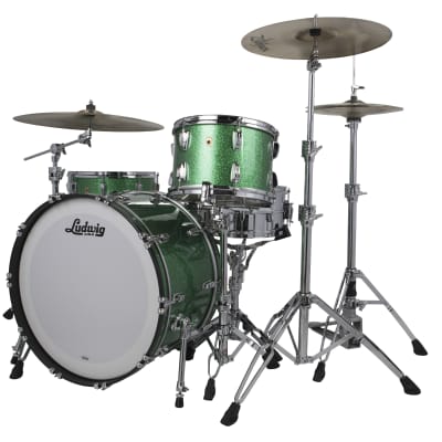 Ludwig Pre-Order Legacy Maple Green Sparkle Downbeat 14x20_8x12_14x14 Special Order Drums Kit Authorized Dealer image 2