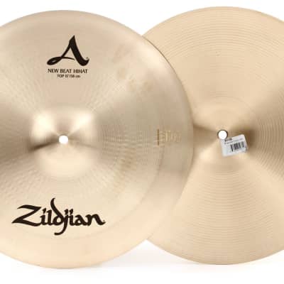 Zildjian 15 inch A Zildjian New Beat Hi-hat Cymbals  Bundle with Zildjian Hickory Dip Series Drumsticks - 5A - Wood Tip - Black image 3