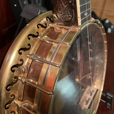 Bacon & Day Vintage Style 1 Custom Order Five-String Resonator Banjo Gold Plated w/ Knee Mute image 3