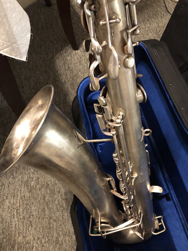 Buescher baritone saxophone 1930s Silver | Reverb Australia