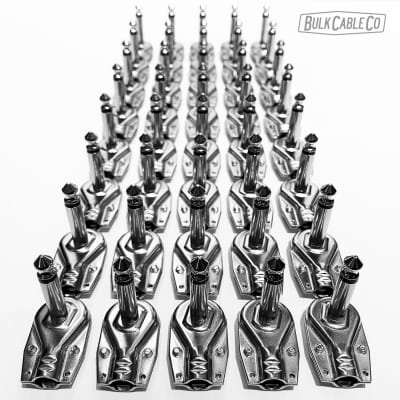 40 Pack - Low Profile 1/4" Flat Pancake Right Angle Patch Cable Connectors - 6.35mm TS Mono Plug
