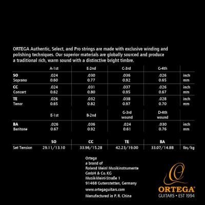 ORTEGA UKP-BA Custom Made Baritone Ukulele Pro String Set Crystal Nylon image 2