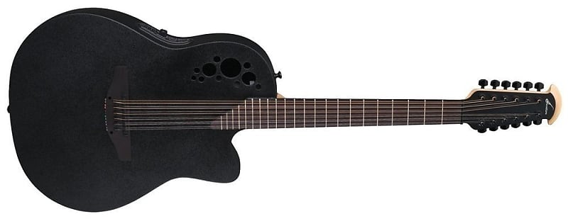 Ovation Elite TX 2058TX‑5 12‑String Acoustic‑Electric Guitar Black Textured image 1
