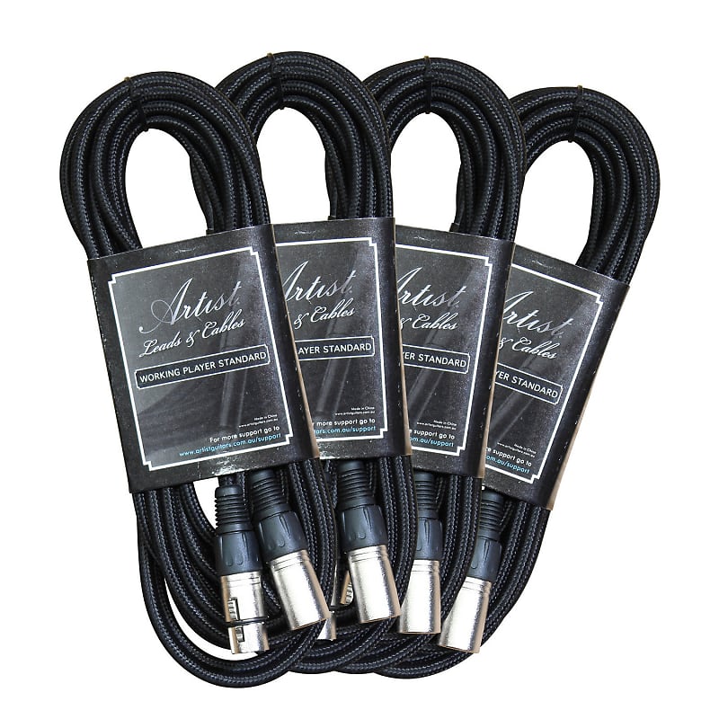 Artist MCD20XX 20ft (6m) Deluxe Mic Cable/Lead XLR to XLR - 4 Pack image 1