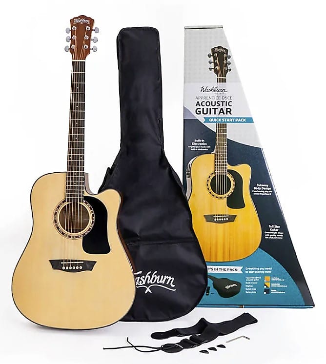 Washburn AD5CEPACK Apprentice D5CE Acoustic Electirc Guitar Reverb
