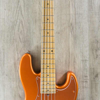 Mike Lull Custom Guitars M5V 5-String Bass Birdseye Maple Fingerboard Orange image 5