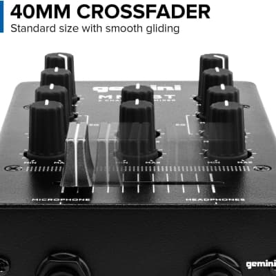 Gemini Sound MM1BT Bluetooth Professional Audio 2-Channel Dual Mic Input Stereo 2-Band Rotary Compact DJ Podcast Mixer with Cross-Fader and Individual Gain Control image 3