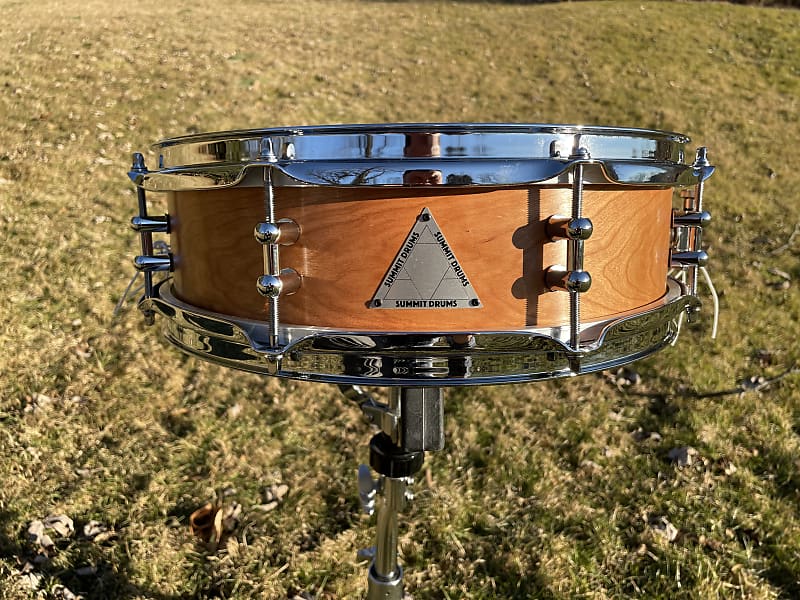 Summit Drums solid steam bent Black Cherry 4x14 snare drum