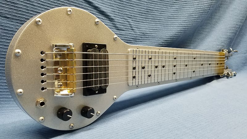 Fouke Industrial Guitars Walsh Model Industrial aluminum lap steel guitar 2021 sparkle silver image 1