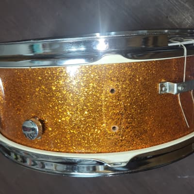 Vintage 1970's Japanese Orange metal flake snare drum  6 lug 5 x 14 AS IS easy fix or parts image 8