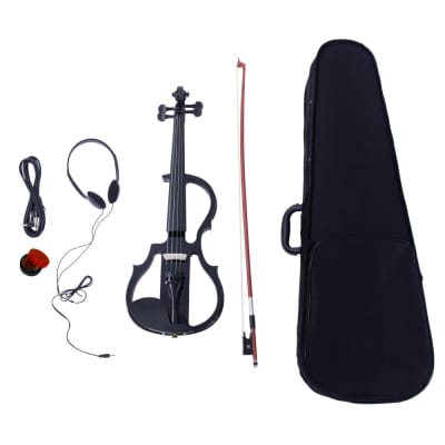 4/4 Electric Silent Violin Case Bow Rosin Headphone Connecting Line V-0 2020s Black image 1