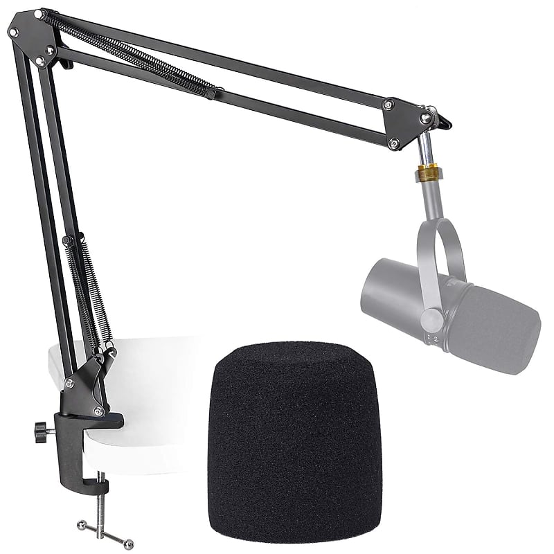 Mic Stand With Foam Windscreen?Shock Mount And Pop Filter For Reverb