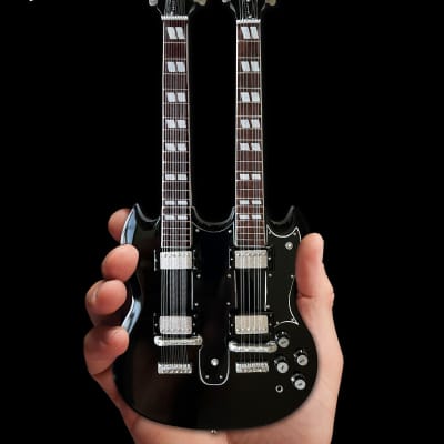 Slash's 1966 Gibson EDS-1275 Black Doubleneck - Aged Mini Guitar Replica Model image 1