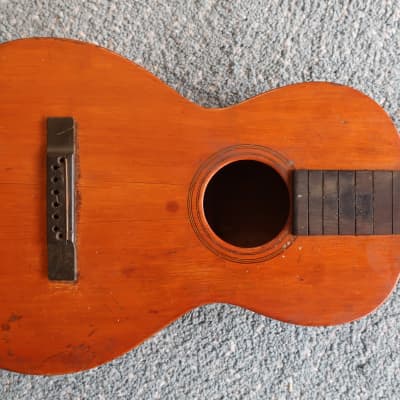 Antique Vintage 1900s Unknown Maker Parlor Guitar Project Finest Woods Martin Ditson Regal Washburn Quality 37 X 11 1/2 X 3 1/4 Ladder Braced Pear Shaped image 2