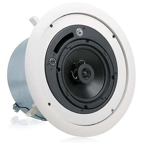 Atlas Sound FAP62T 6  Coaxial In-Ceiling Speaker with 70.7/100V-32W Transformer & Ported Enclosure, 8 Bypass (Pair, White) image 1