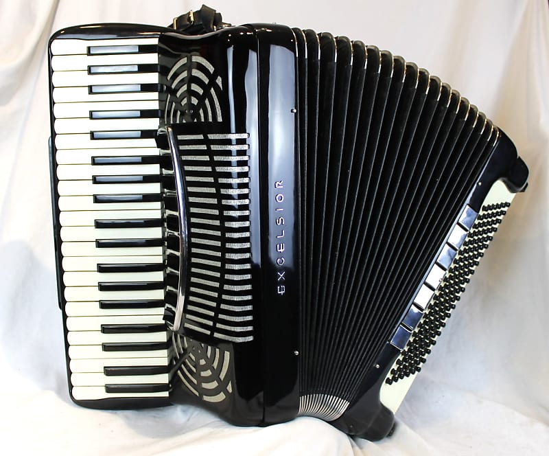 5579 - Black Excelsior Symphony Grand Piano Accordion LMMH 41 | Reverb