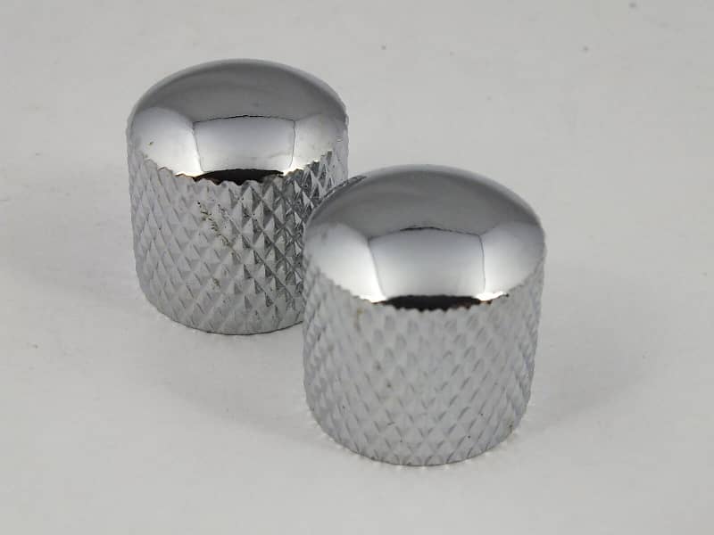 2 Chrome Telecaster Knurled Guitar Knobs Push Fit for 18 Reverb