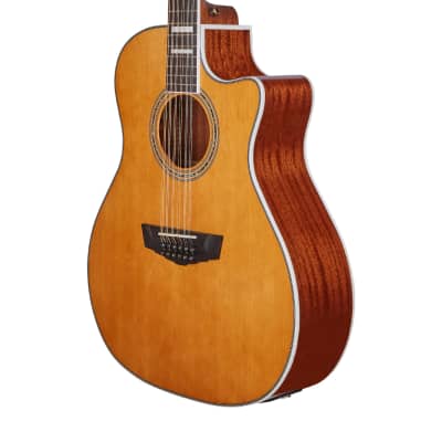 D'Angelico Premier Fulton A/E 12 String Guitar, Vintage Natural, DAPG212VNATAPS image 4