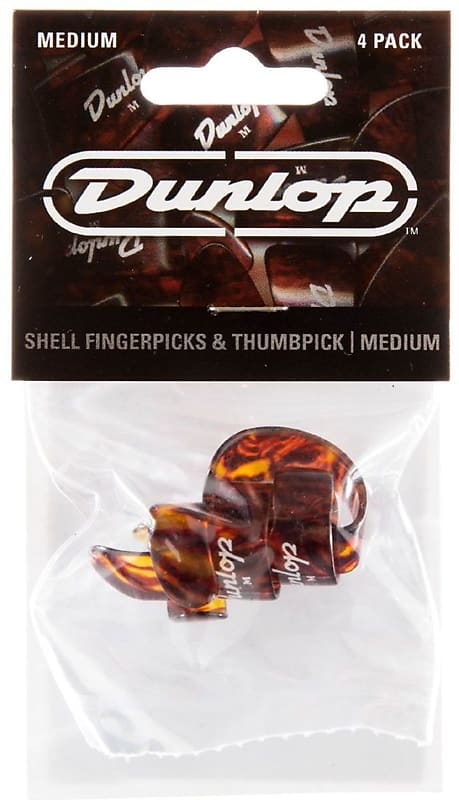 Dunlop 9010TP Shell Plastic Fingerpicks, Medium, 4/Player's Pack image 1