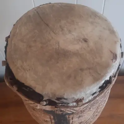 African Hand-Made Djembe Drum 1950s Exotic Hardwood image 3