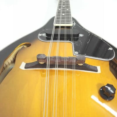 Caraya MA001EBS A-Style Electric-Acoustic Mandolin,Vintage Sunburst,F-holes+Bag image 4