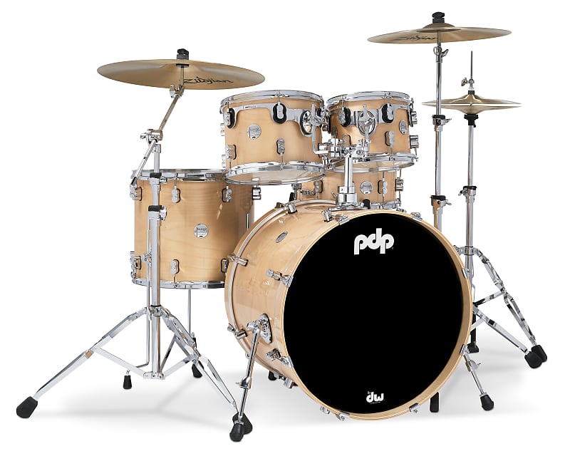 PDP Concept Maple 5-Piece Shell Pack, Natural Lacquer w/Chrome Hardware; 8x10, 9x12, 14x16, 18x22, 5.5x14 image 1