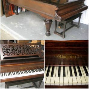 1800s CHICKERING SONS Rosewood Victorian Concert Grand Piano