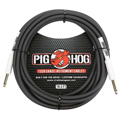 Pig Hog PH186 Tour Grade 1/4" TS Instrument Cable - 18.6' Black, Ships FREE lower 48 States!