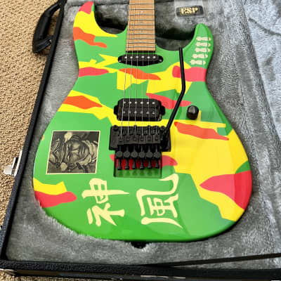ESP Custom Shop George Lynch Kamikaze IV 8-Tooth Headstock Chinese Character Inlays 1990's Scalloped image 3