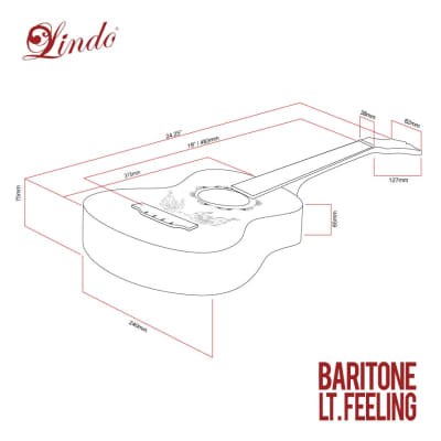 Lindo Little Feeling Baritone Electro Acoustic Sapele Ukulele and Padded Gig Bag -Flame Engraved Top image 12