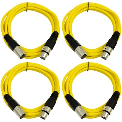 4 Pack of XLR Patch Cables 6 Foot Extension Cords Jumper - Yellow and Yellow image 1