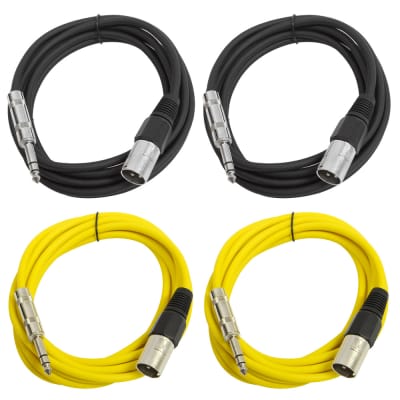 4 Pack of 1/4 Inch to XLR Male Patch Cables 10 Foot Extension Cords Jumper - Black and Yellow image 1