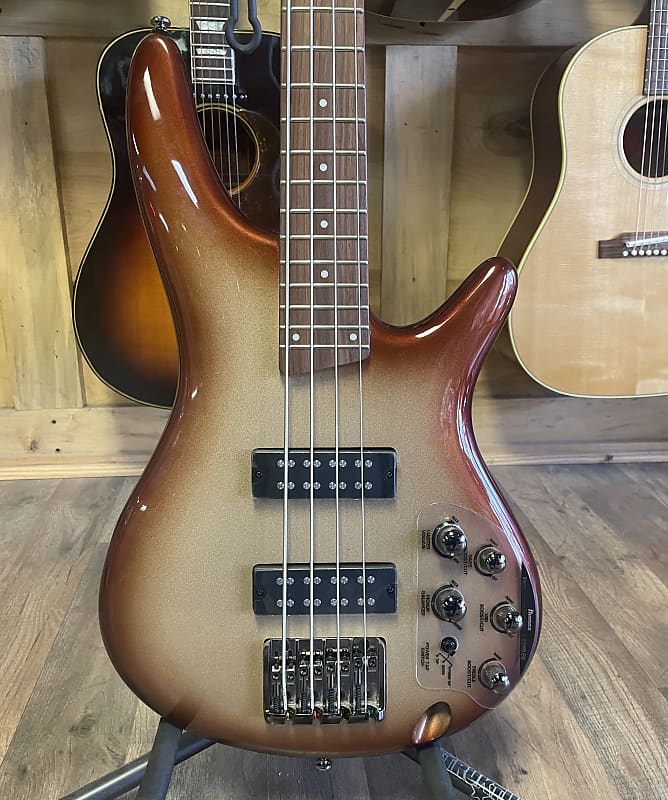 Ibanez Standard SR300E Bass Guitar Charred Champagne Burst Reverb