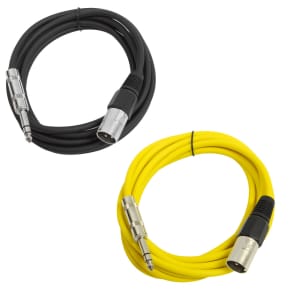 Seismic Audio SATRXL-M10-BLACKYELLOW 1/4" TRS Male to XLR Male Patch Cables - 10' (2-Pack)