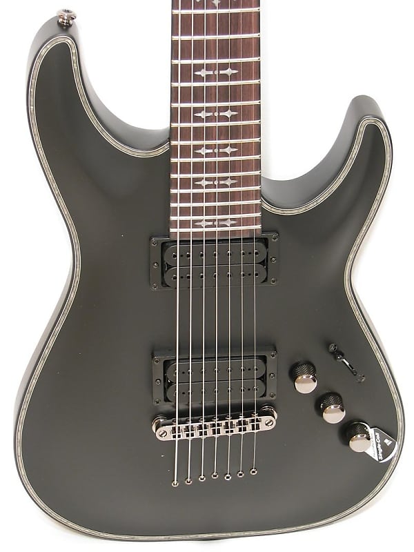 Schecter Guitar Research Hellraiser C-7 Passive 7 String Electric Guitar Satin Black image 1
