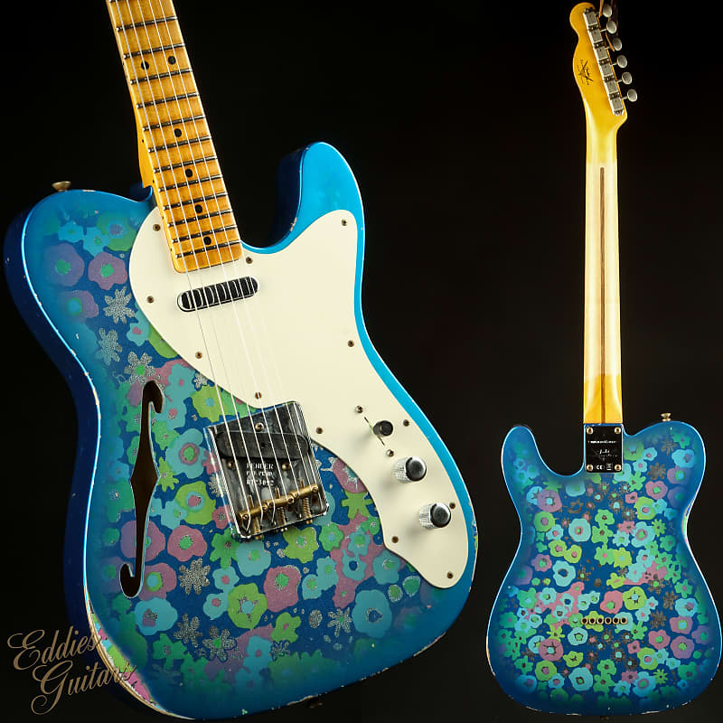 Fender Custom Shop Limited Edition 50s Tele Thinline Relic - Aged Blue Flower #172 / 2022 Winter Custom Shop Event (Brand New) image 1